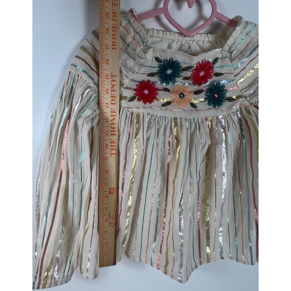 Peek Embroidered Metallic Striped Top - Picture 4 of 10